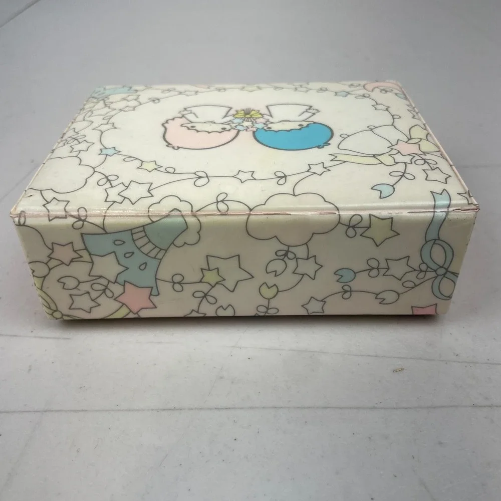 Vintage Sanrio Little Twin Stars Jewelry Box Case Padded‎ Trinket Mirror 1976